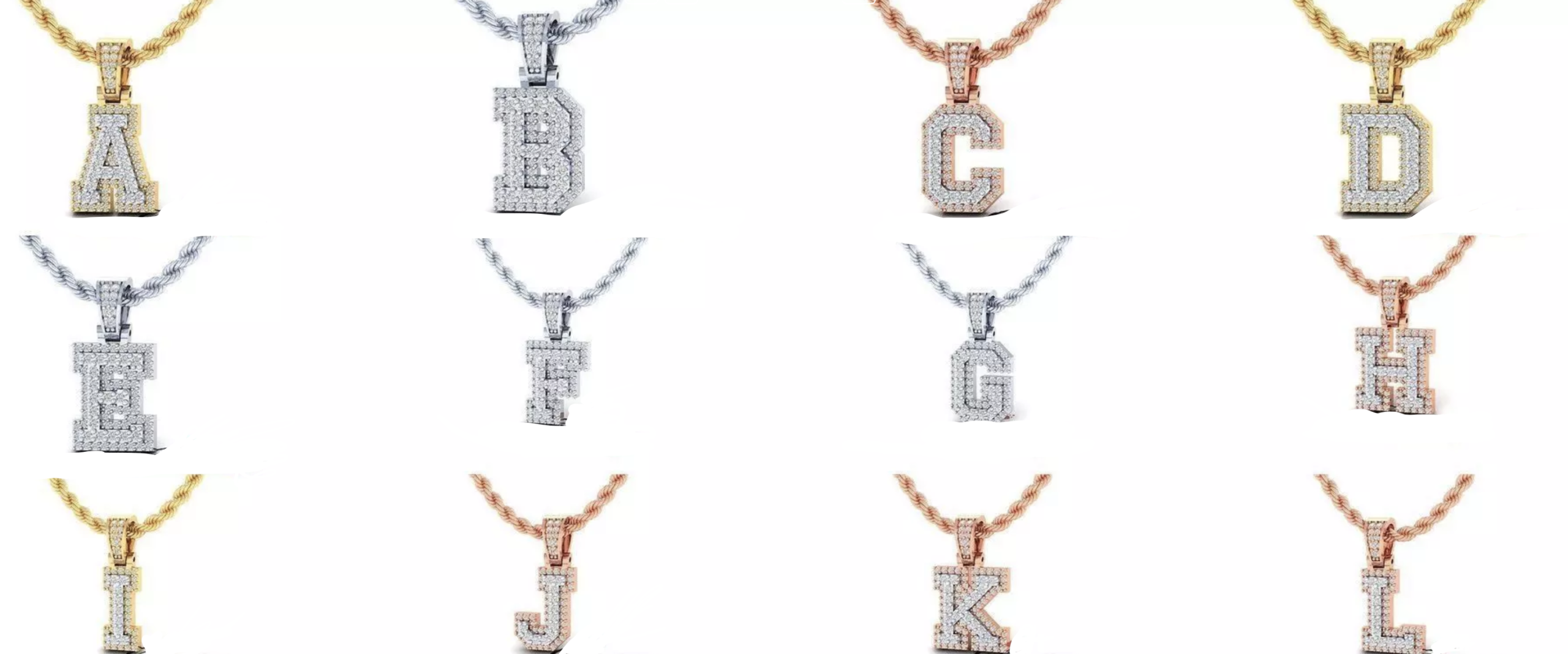 10k Diamond Initial pendant | white/yellow /rose