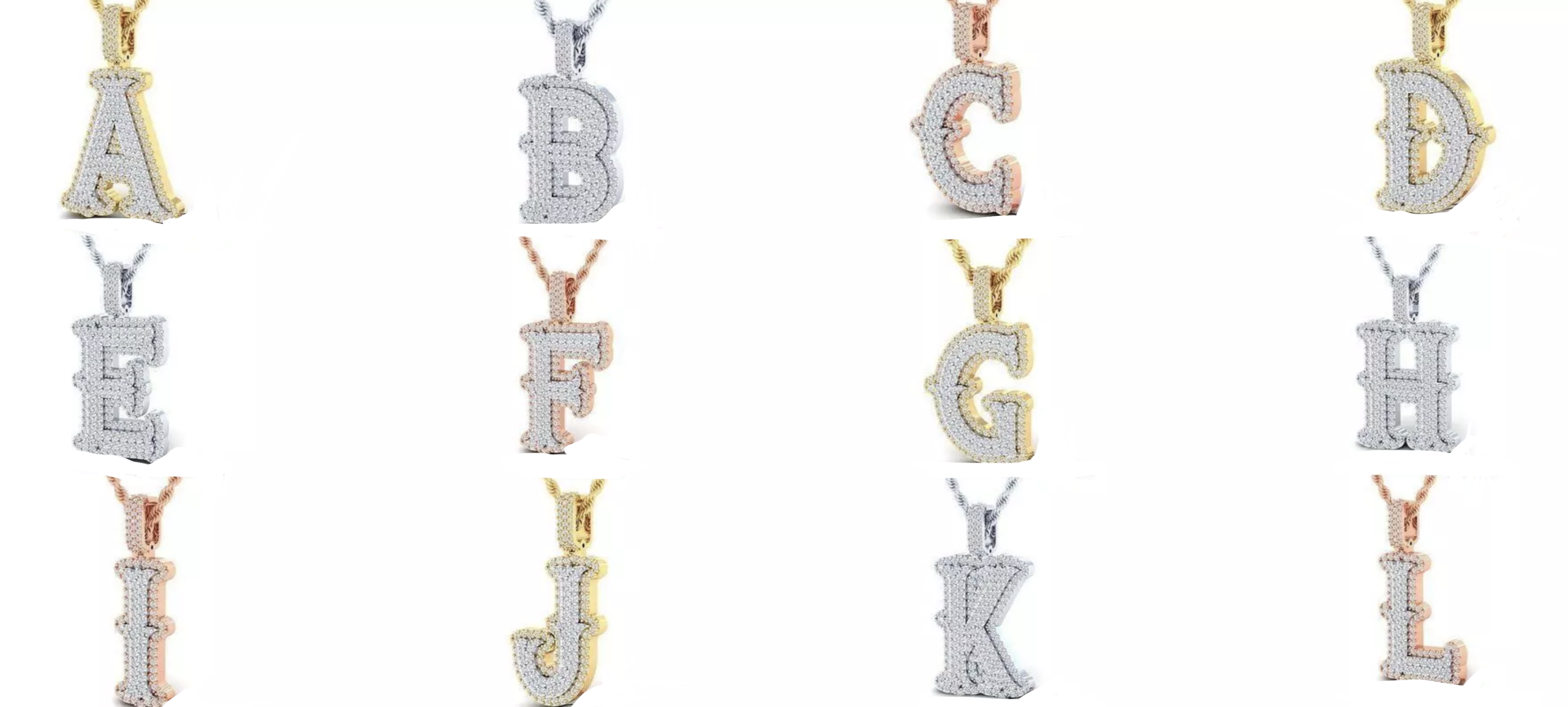 10k Custom Double Layer Diamond Initial A-Z | yellow/white/rose