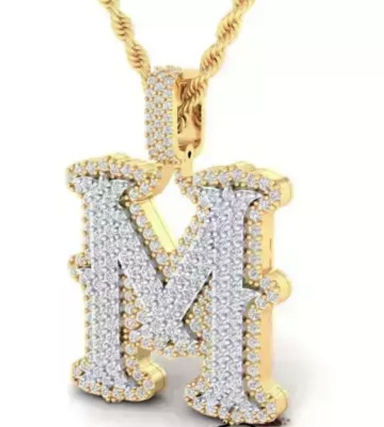 10k Custom Double Layer Diamond Initial A-Z | yellow/white/rose - Image 2