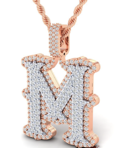 10k Custom Double Layer Diamond Initial A-Z | yellow/white/rose - Image 3