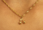 18K Gold PVD Stainless Steel Cherry Charm - Image 4