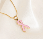 8K Gold PVD Stainless Steel Cancer Ribbon Charm - Image 3