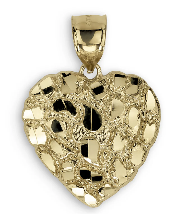 10k & 14k Gold Classic Heart Nugget Pendant