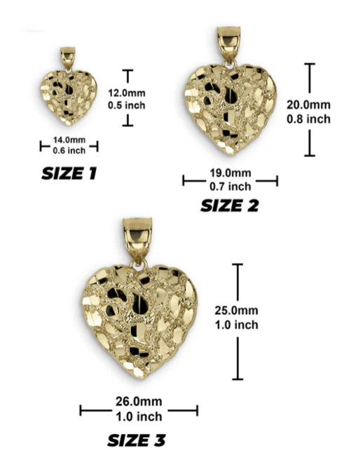 10k & 14k Gold Classic Heart Nugget Pendant - Image 2