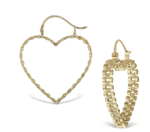 10k Gold Texture Rollie Heart Hoop Earrings | multiple sizes