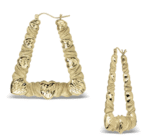 10k Gold Heart Twisted Square Hoop Earrings