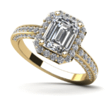 14K Emerald Cut Halo Diamond Engagement Ring - Image 2