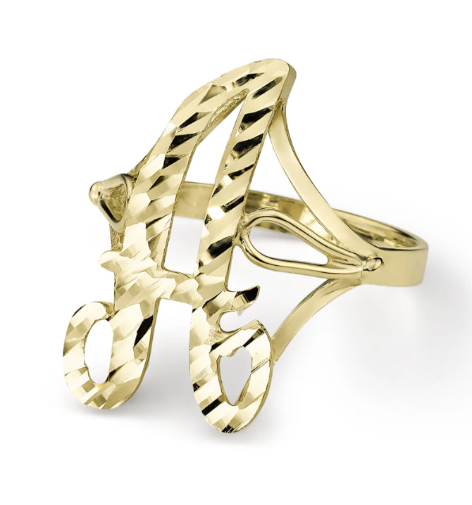 10k Gold 90S Cursive  Initial Ring | A-Z - Image 2
