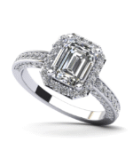 14K Emerald Cut Halo Diamond Engagement Ring