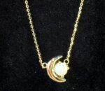 10K Gold Crescent Moon W/ a white Opal | Chain Included - Image 5