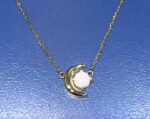 10K Gold Crescent Moon W/ a white Opal | Chain Included - Image 6