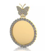 10K Gold VS Diamond  Picture pendant W/ Butterfly bail | Chain included