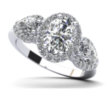 14K Gold Oval and Pear Halo VS Diamond Engagement Ring | White / Yellow