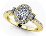 14k Gold 1.38 CT Oval And Baguette Halo Diamond Ring| white / yellow - Image 2