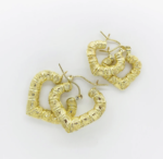 10k Gold Bamboo Heart Hoops Earrings