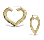 10k  Gold Classic Bamboo Heart Hoops Earrings