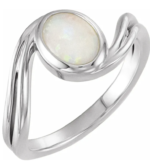 14K Yellow or White | Natural White Opal Cabochon Ring - Image 5