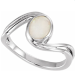 14K Yellow or White | Natural White Opal Cabochon Ring - Image 4