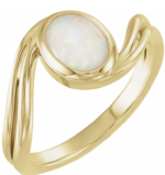 14K Yellow or White | Natural White Opal Cabochon Ring - Image 2