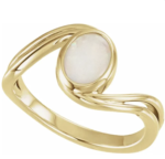 14K Yellow or White | Natural White Opal Cabochon Ring