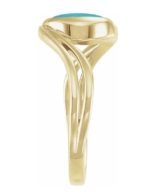14K Yellow Or White  Natural Turquoise Cabochon Ring - Image 4