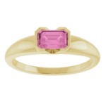 14K White or yellow Multiple Gemstone options Lab-Grown Emerald Half-Bezel Solitaire Ring - Image 10