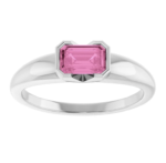 14K White or yellow Multiple Gemstone options Lab-Grown Emerald Half-Bezel Solitaire Ring - Image 2