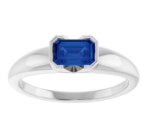 14K White or yellow Multiple Gemstone options Lab-Grown Emerald Half-Bezel Solitaire Ring - Image 3