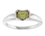 14K White or yellow Multiple Gemstone options Lab-Grown Emerald Half-Bezel Solitaire Ring - Image 8