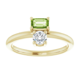 14K White OR Yellow Natural Peridot & Natural White Sapphire Ring - Image 4