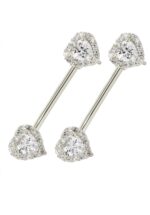 14k Solid Gold Nipple Ring Piercing Heart | white or yellow gold - Image 3