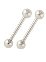 14K Solid Gold Plain Ball Barbell Nipple Rings(Pair) - Image 2