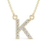 10K Gold Natural VVS E/F Color Initial A-Z Pendant W/chain |White,Rose or yellow gold