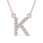 10K Gold Natural VVS E/F Color Initial A-Z Pendant W/chain |White,Rose or yellow gold - Image 5